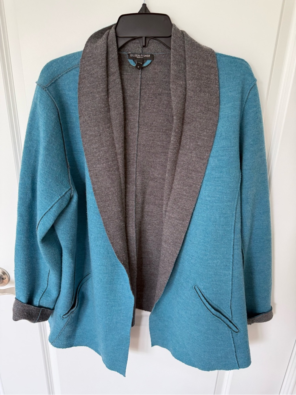 Eileen Fisher Merino Wool Open Front Jacket Size 1X